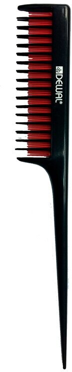 Dewal Professional - Деваль Расческа для начеса с пластиковым хвостиком, 3-х рядная, черная с красным, 20,5 см, CO-6129 -