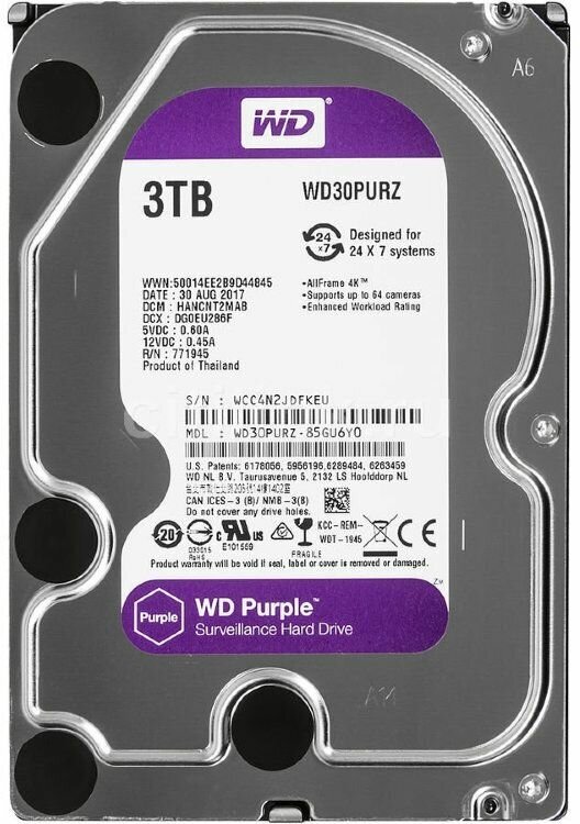 HDD 3Tb WD WD30PURZ, 3.5", SATA-III