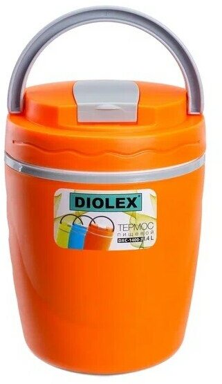 Термос пищевой пластиковый с колбой из нержавеющей стали DIOLEX DXC-1400-3-OR, оранжевый, 1400 мл - фотография № 2