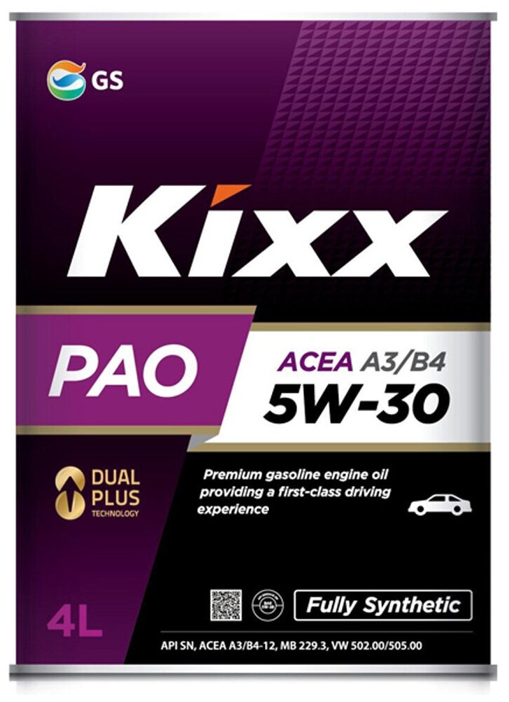 Синтетическое моторное масло Kixx PAO A3/B4 5W-30, 1 л