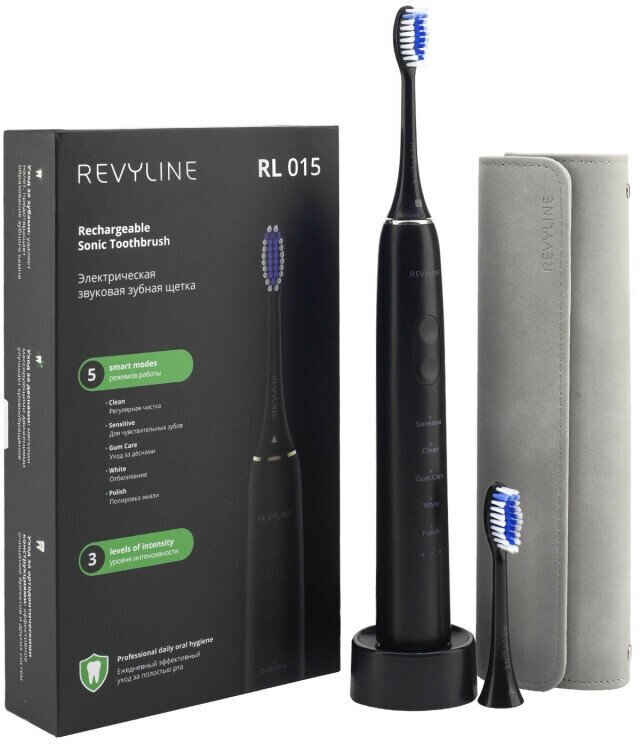 Электрическая звуковая зубная щетка Revyline RL 015, черный