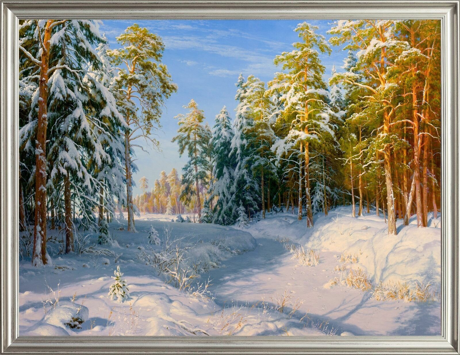 Картина на холсте, "Мороз и солнце", 80х60 см, художник - Басов Сергей. Холст на деревянном подрамнике, оформлена в багет, Арт. БС-х35
