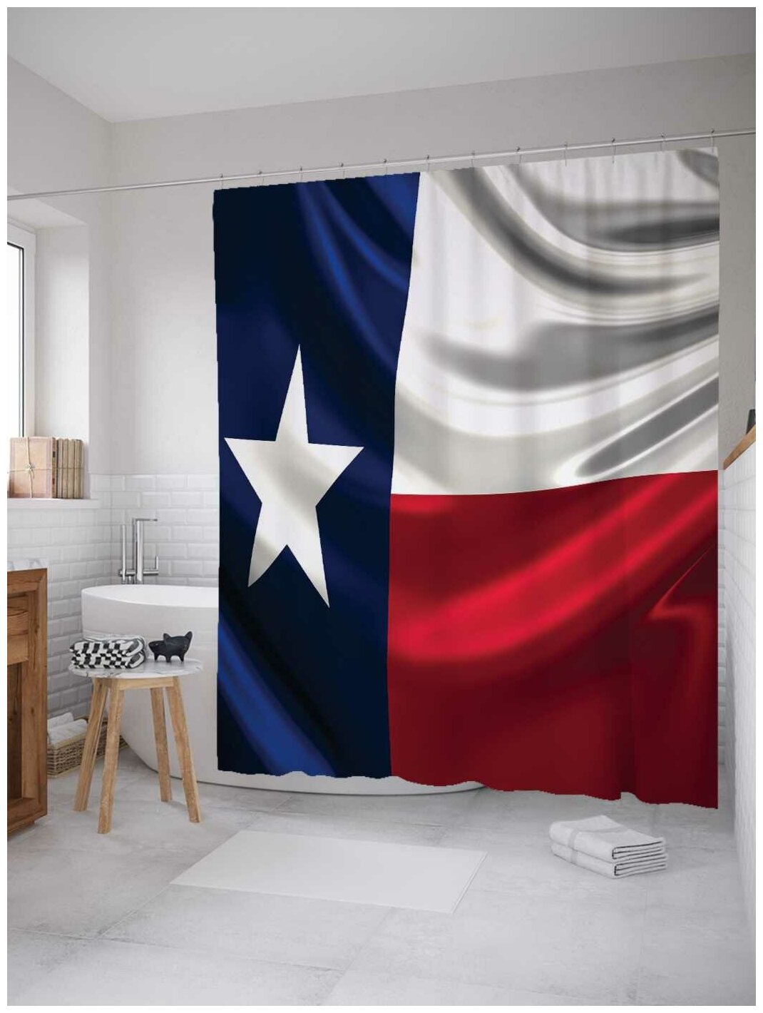 Штора для ванной JoyArty Техасский мятый флаг 180x200 180х200 см