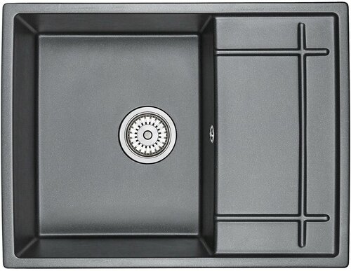 Кухонная мойка кварцевая Granula GR-6501 прямоугольная с крылом, врезная, чаша 375x450, цвет шварц (6501sv)