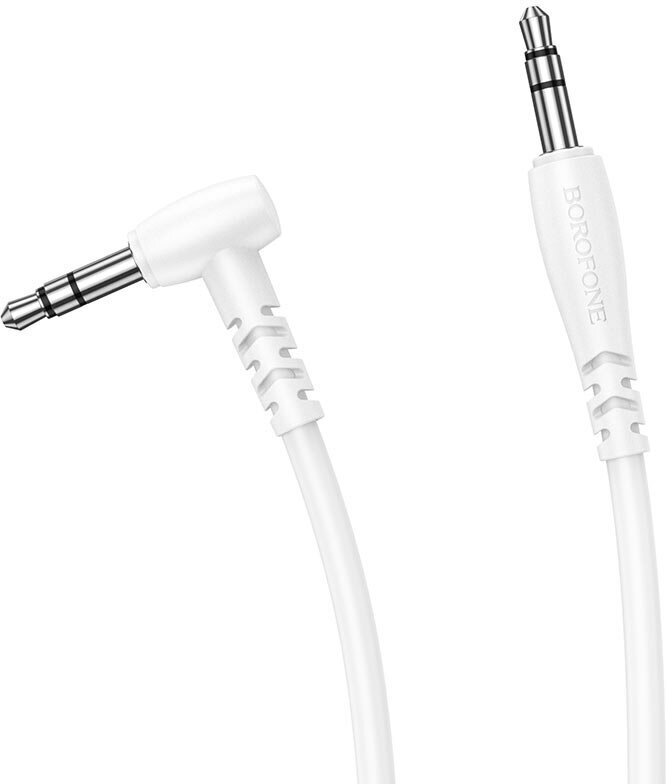 Аудио-кабель Borofone AUX(3.5mm) на AUX(3.5mm) / стерео звук / 2 метра / акустический кабель / белый