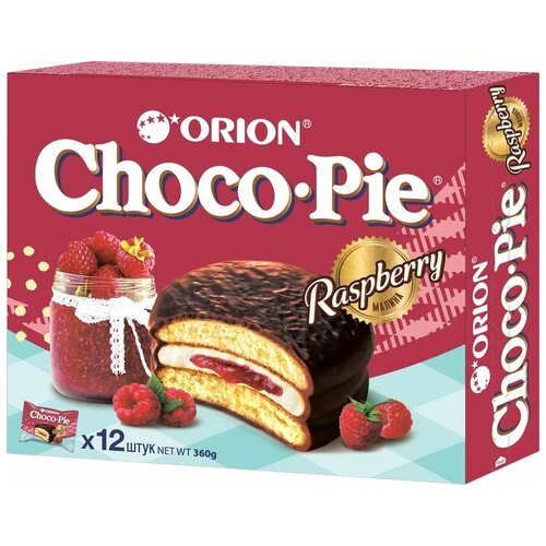 Пирожное Orion Choco Pie Raspberry, 360 г, 12 шт. в уп.