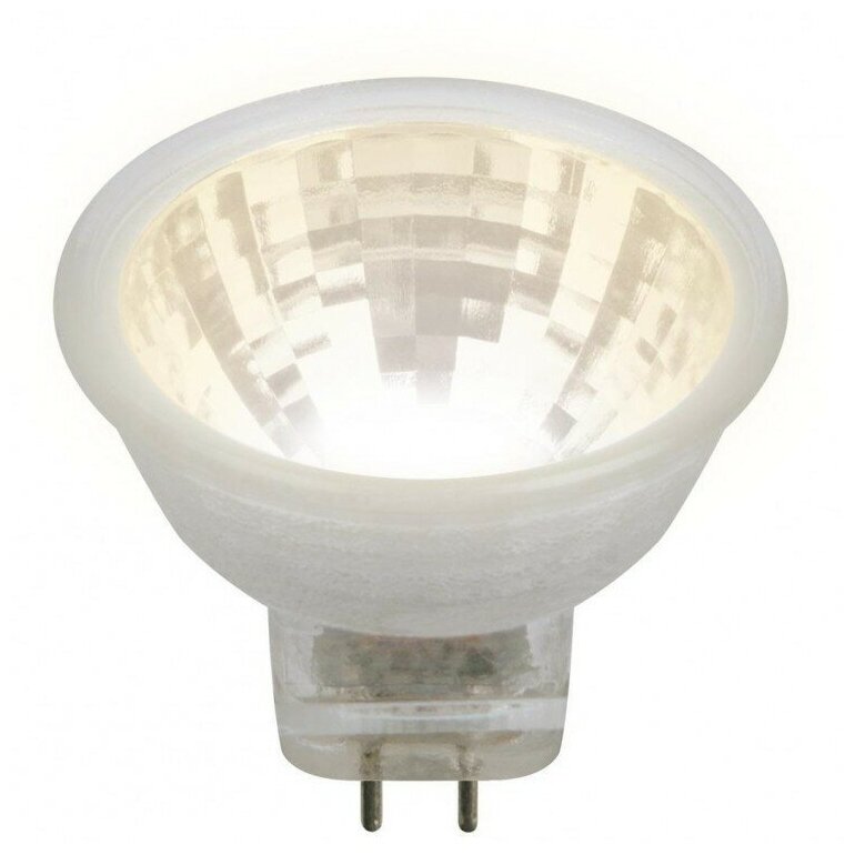 Лампа светодиодная Uniel LED-MR11-3W/WW/GU4/220V GLZ21TR , 220V. Прозрачная. Теплый белый свет