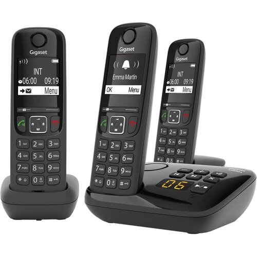 Радиотелефон Dect Gigaset AS690A Trio RUS черный, автоответчик радиотелефон gigaset a270a черный