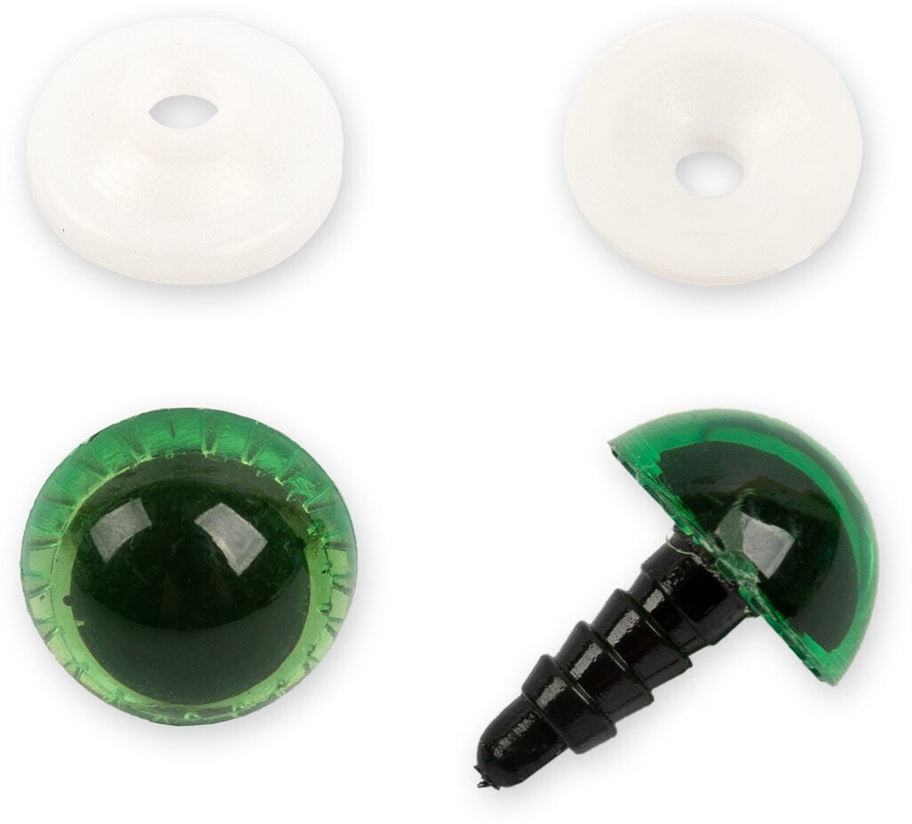 HobbyBe PGSL-16 Глаза пластиковые с фиксатором (с лучиками) d 16 мм 2 шт. зеленый