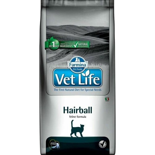 Cухой корм Farmina Vet Life Hairball для кошек, способствующий выведению комочков шерсти из кишечника, Фармина Вет Лайф лечебный рацион со вкусом курицы, 10кг