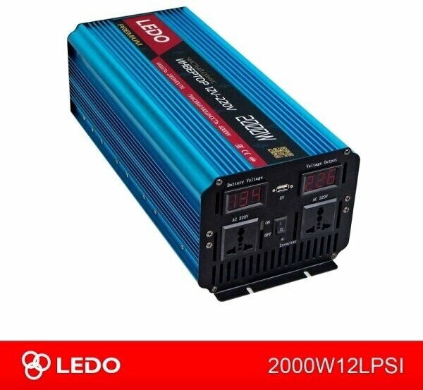 Инвертор 12V-220V 2000W LEDO чистый синус