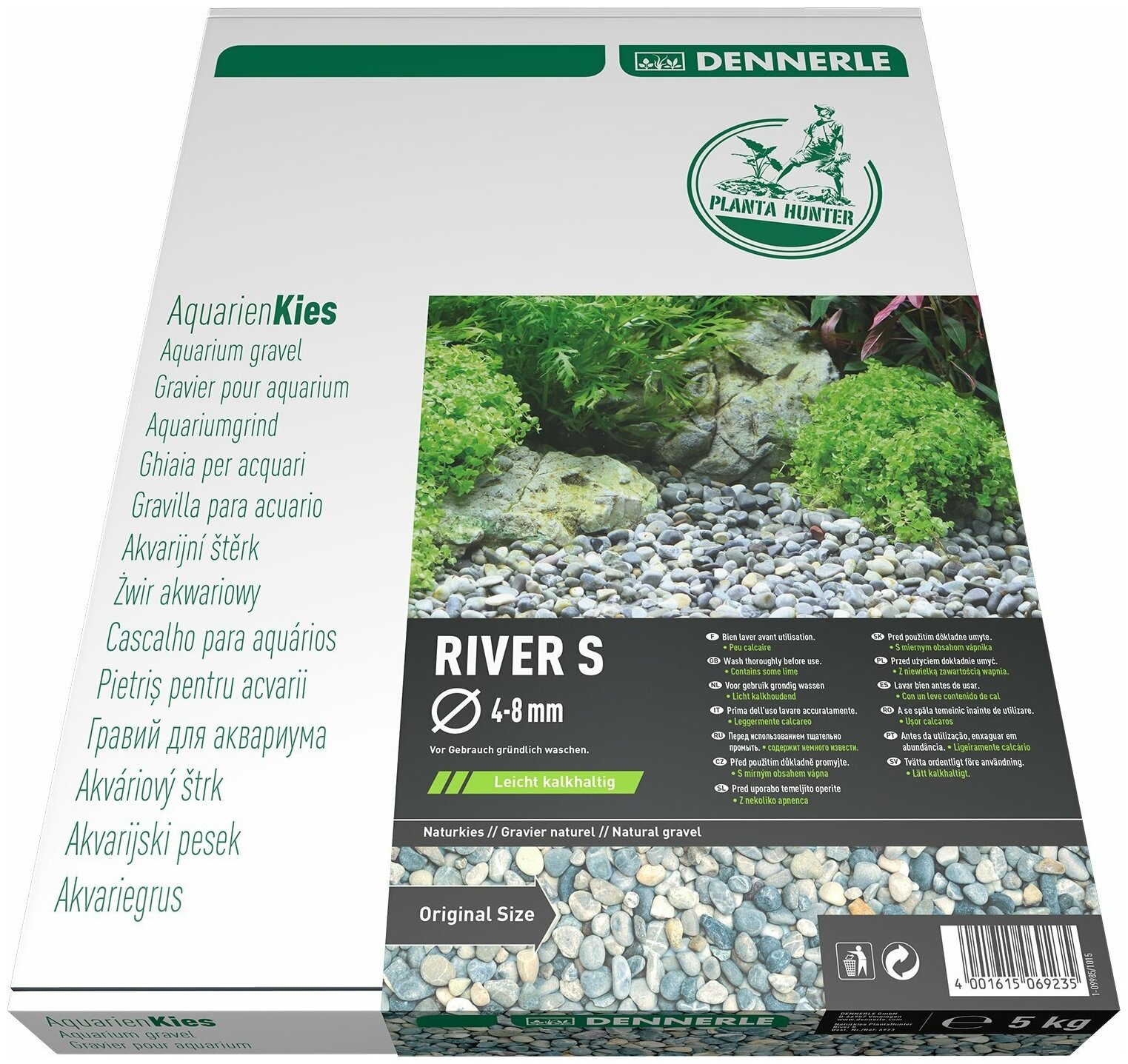 Dennerle Nature Gravel Plantahunter River S - Грунт природный 4-8мм (серый), 5кг