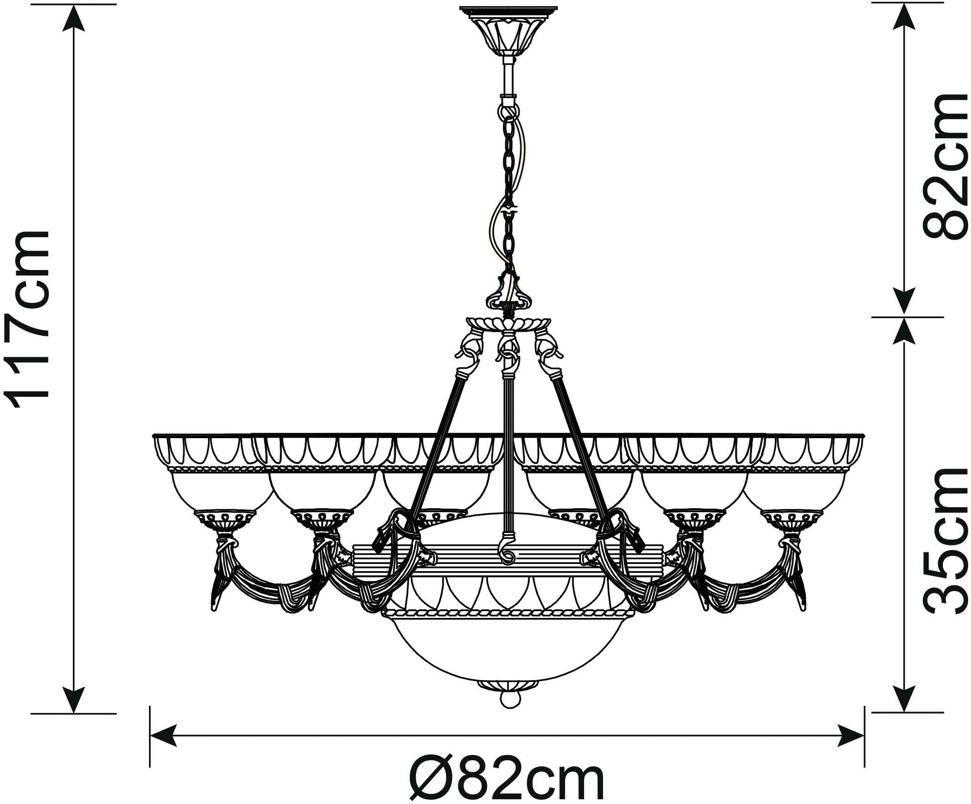 Люстра Arte Lamp Windsor A3777LM, E27, 240 Вт, кол-во ламп: 6 шт., цвет: бронза - фотография № 19