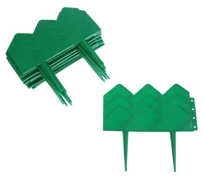Ограждение декоративное 14 × 310 см 13 секций пластик зелёное «Домиком»