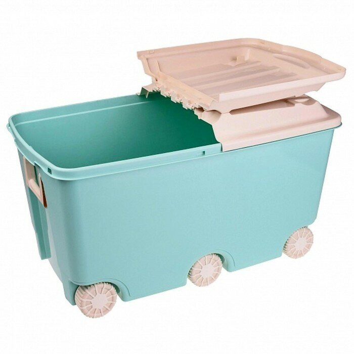 Пластишка Ящик для игрушек на колёсах, цвет зелёный