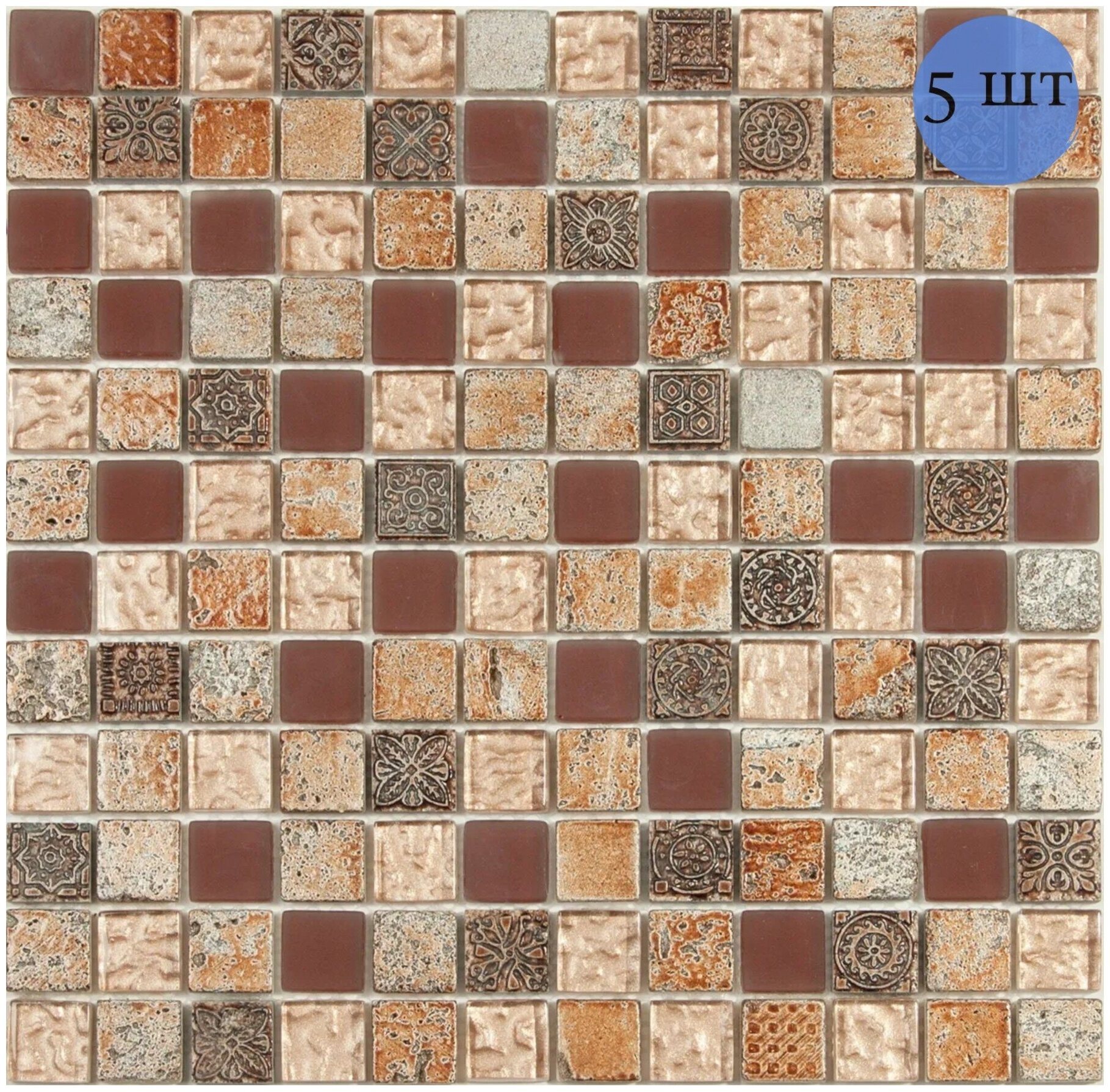 Мозаика (стекло, керамика, травертин) NS mosaic S-820 29,8x29,8 см 5 шт (0,445 м²)