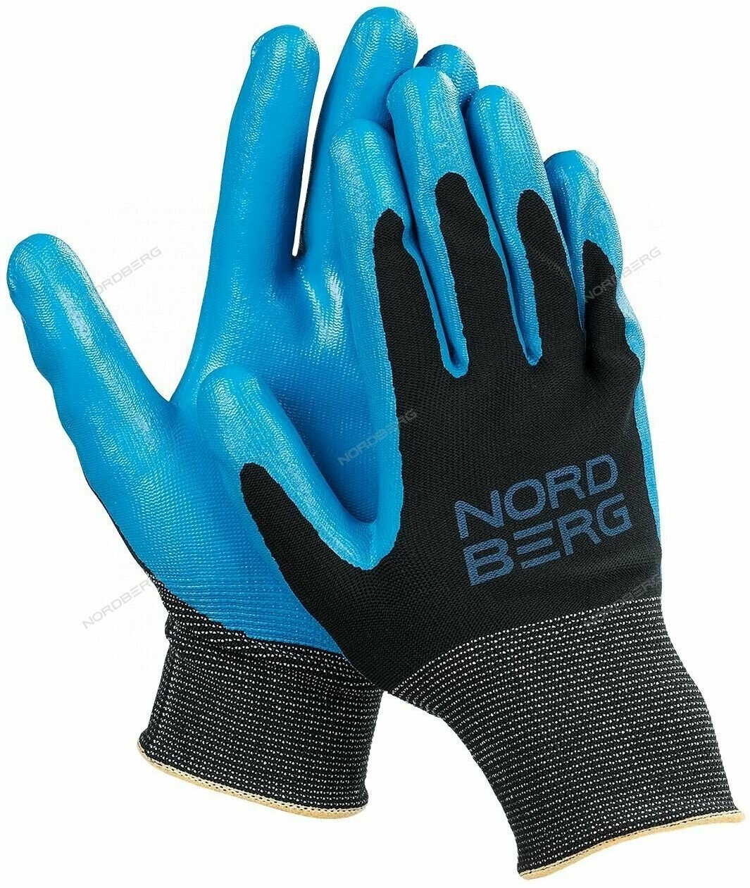Перчатки защитные маслобензостойкие черная основа/ синее покрытие для автосервиса NORDBERG