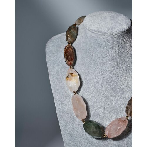 Бусы NADJA AZENET, кварц, длина 60 см, бежевый, коричневый