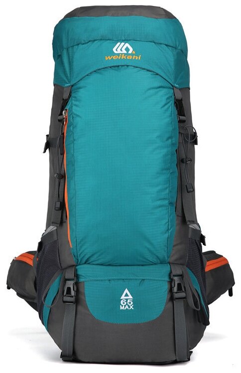 Большой трекинговый рюкзак Weikani для путешествий походов кемпинга 65 литров с дождевиком