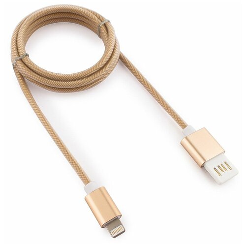 Кабель Cablexpert USB - Lightning (CCB-ApUSB-1M), золотой металлик кабель 2 в 1 usb 2 0 cablexpert cc mapusb2bk1m am microbm 5p iphone lightning 1м комбо кабель алюминиевые разъемы черный блистер