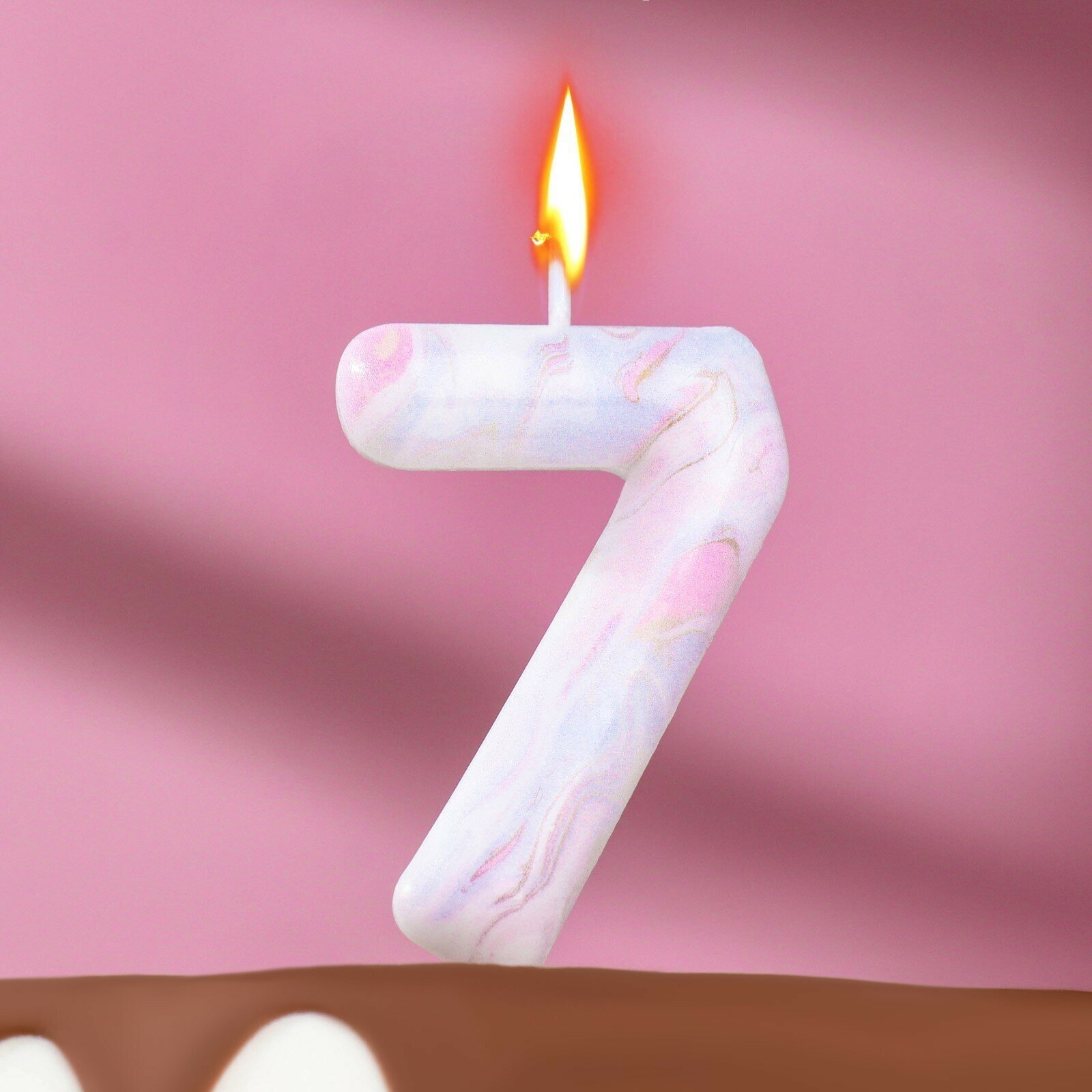 Свеча для торта Белый мрамор, цифра 7