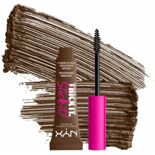 NYX Professional Makeup, Тушь для укладки бровей THICK IT STICK IT MASCARA 06, BRUNETTE тушь для бровей thick it stick it 01темно серый 70мл nyx professional makeup