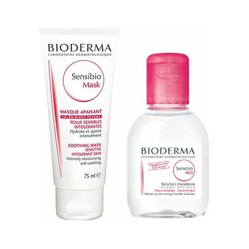 Биодерма (Bioderma) Sensibio маска успокаивающая 75мл + Сенсибио вода 100мл