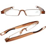 Готовые очки складные с диоптриями (+3.75) карбоновые, Liro Mio TR145, цвет коричневый, РЦ 62-64 - изображение