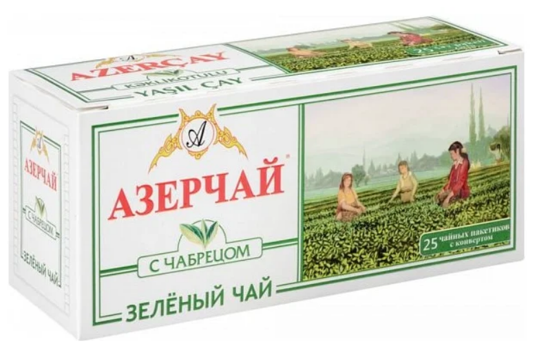 Чай Азерчай зеленый с чабрецом, 25 пак 416022 , 2 шт.