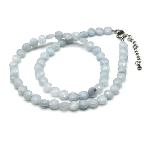 Чокер из аквамарина круг гр.6мм, 39,5см РадугаКамня