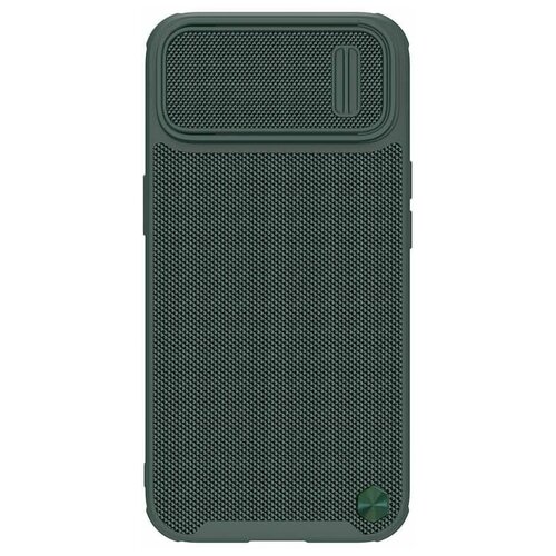 Противоударный чехол с защитой камеры Nillkin Textured S Nylon Fiber Case для Apple iPhone 14, зеленый nillkin synthetic fiber s чехол с карбоновой текстурой для iphone 14 plus с защитой камеры