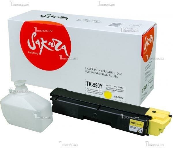 Картридж SAKURA TK-590Y желтый для Kyocera FS-C2026/ C2126MFP совместимый (5K) (1T02KVANL0) (SATK590Y)