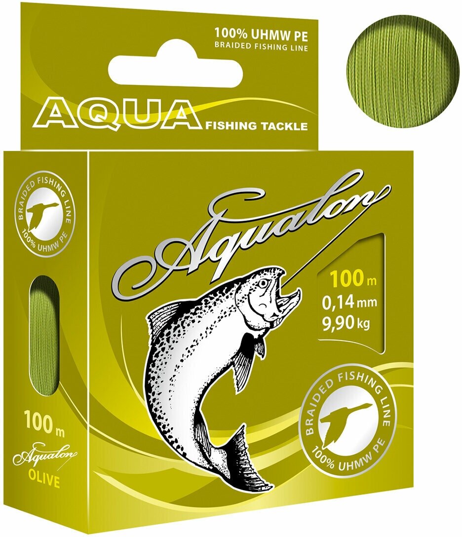 Плетеный шнур AQUA AQUALON 100m (olive) d 0,14mm