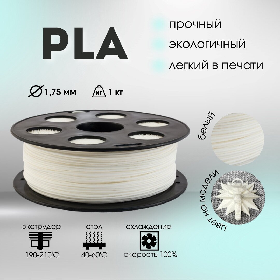 Белый PLA пластик Bestfilament для 3D-принтеров 1 кг (1,75 мм)