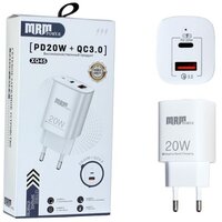Сетевое зарядное устройство MRM XQ45 PD20W + QC3.0 5V/3.1A 1USB, белый