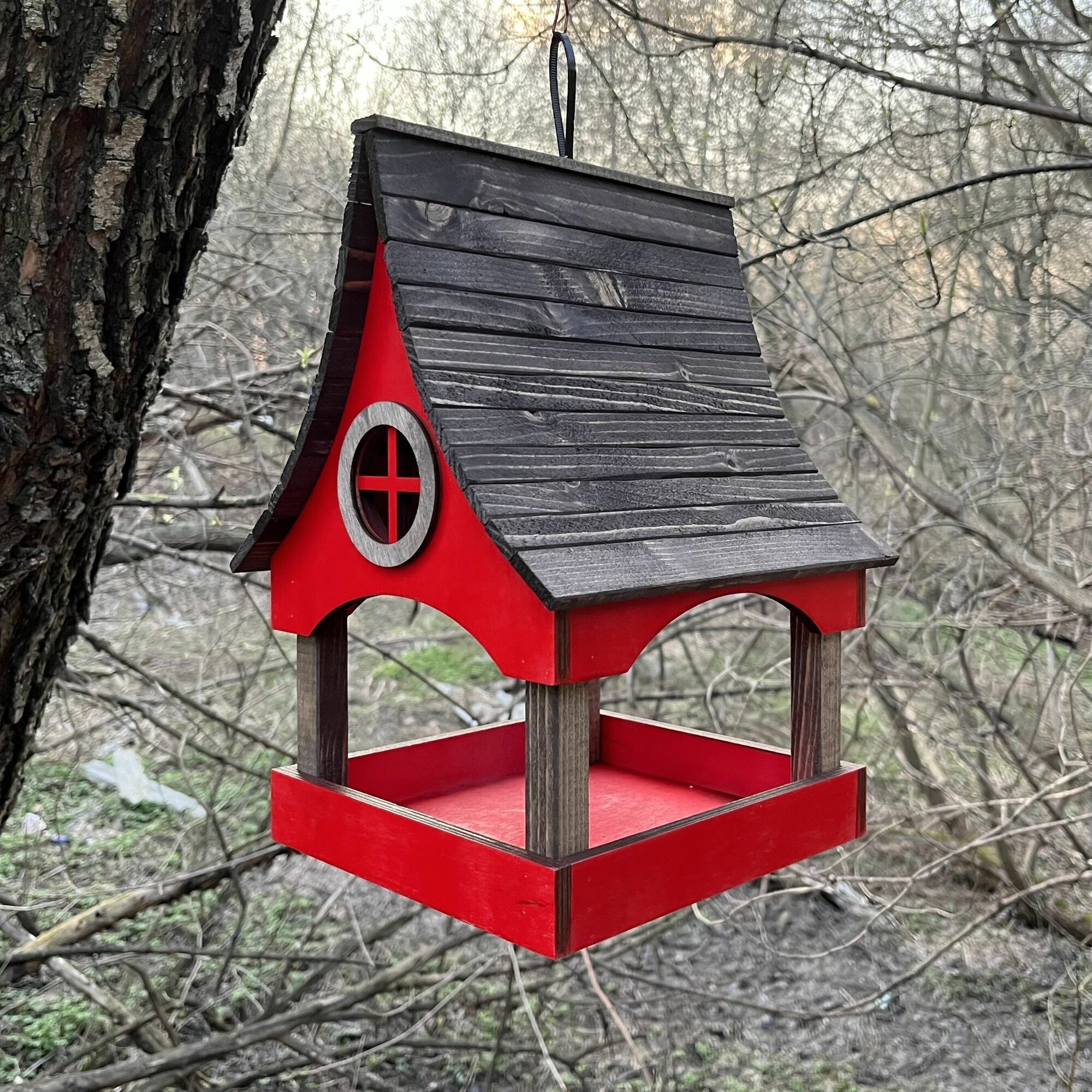Кормушка для птиц PinePeak / деревянный скворечник для птиц подвесной для дачи и сада, 320х220х240мм - фотография № 3