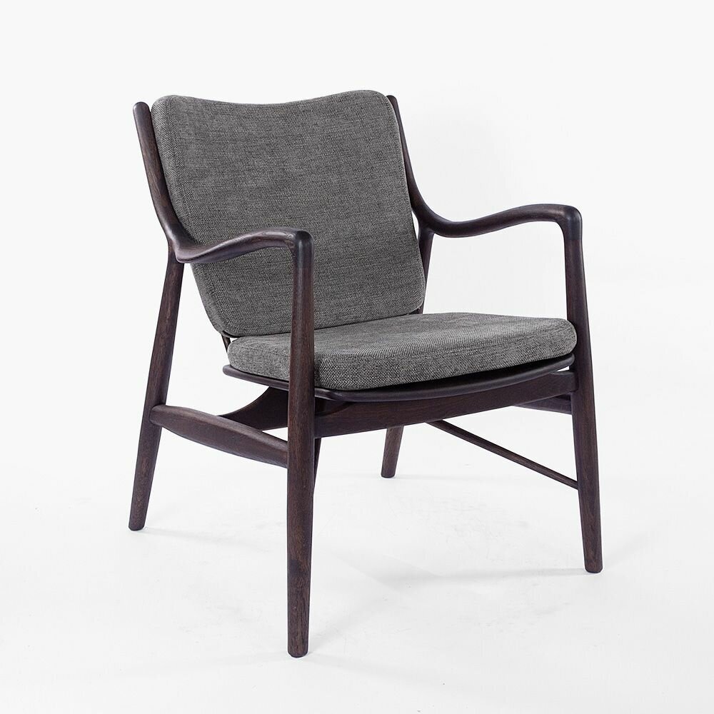 Кресло Ольборг темно-серая ткань, дуб, тон американский орех нью для дома/для гостиной/для столовой/для кафе/кухонный стул/стул кухонный