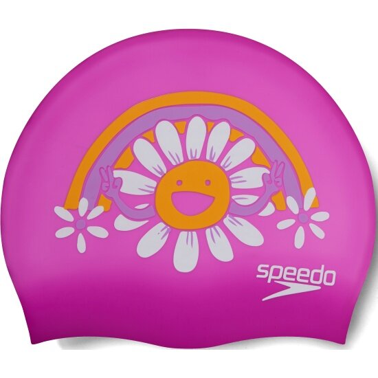 Шапочка для плавания детская Speedo Junior Printed Silicone, purple/orange/white, 8-0838615956-5956