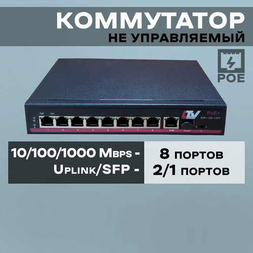 Коммутатор LTV-3S08G2H-P дальность до 100 м 250 м при CCTV RACK 8xRJ-45 c PoE 1xRJ-45 uplink 20210₽