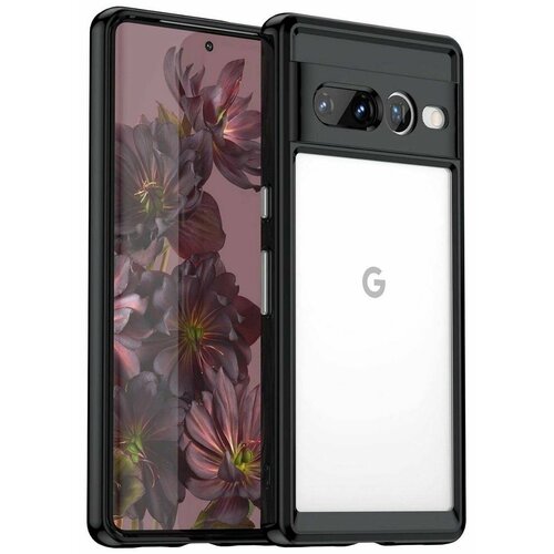 фото Чехол на google pixel 7 pro пластиковый с силиконовой окантовкой чёрный new case