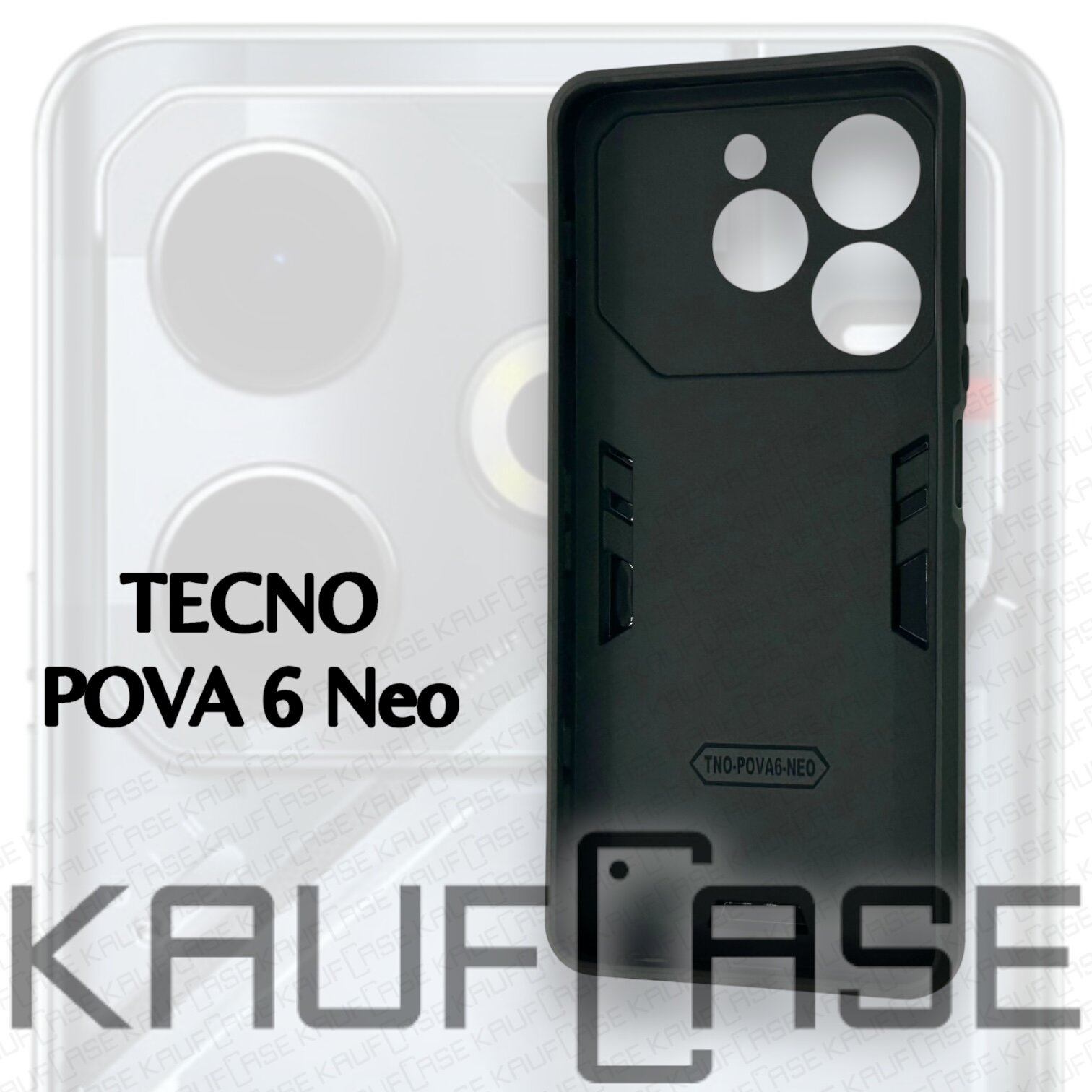 Противоударный чехол на Tecno Pova 6 NEO (6.78"), бордовый. Кольцо-держатель и магнитное крепление, яркие пластиковые защитные вставки — фото 1