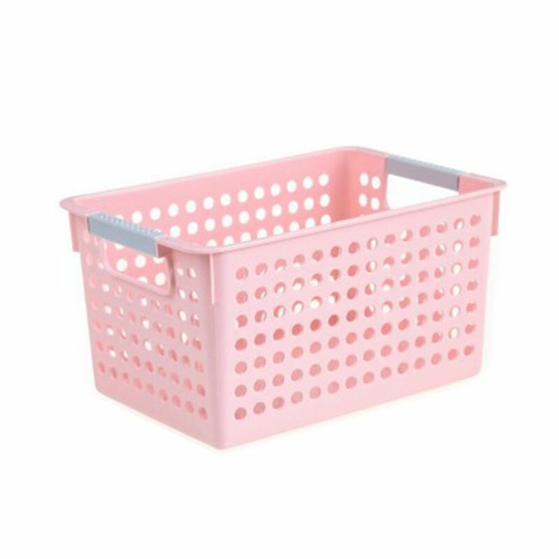 (1 шт.) Прямоугольная корзина для хранения-высокая розовая-маленькая