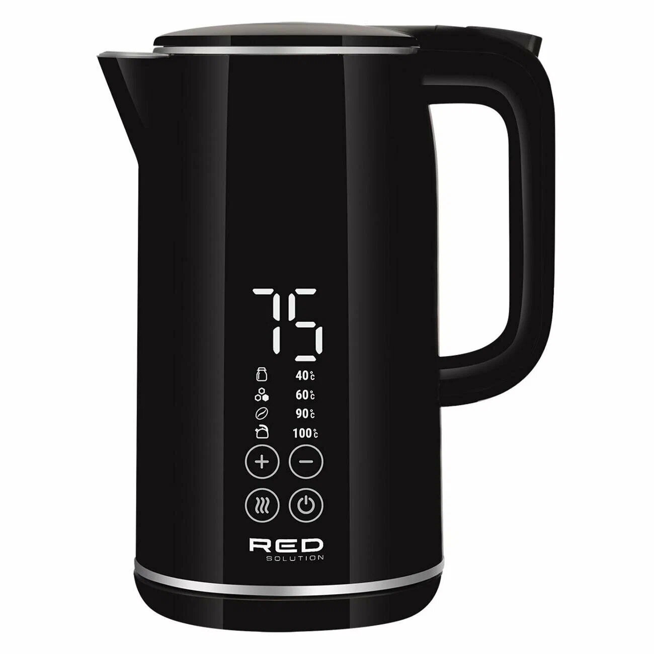 Чайник RED evolution RK-M1301D черный глянец с цифровым дисплеем 1.6 л