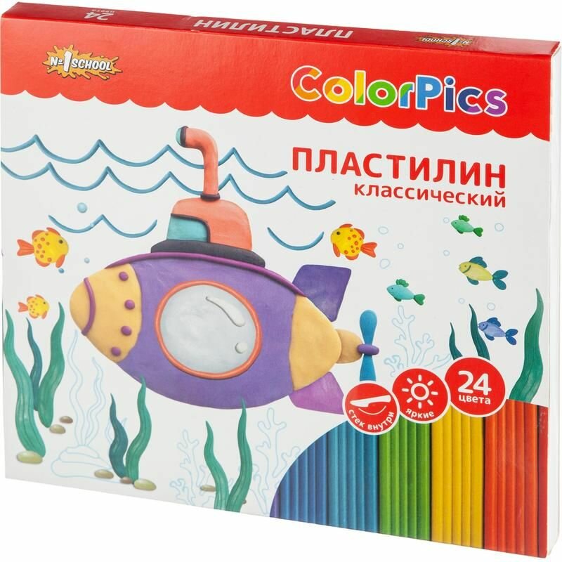 Пластилин №1 School ColorPics, 24 цвета, 480 г со стеком
