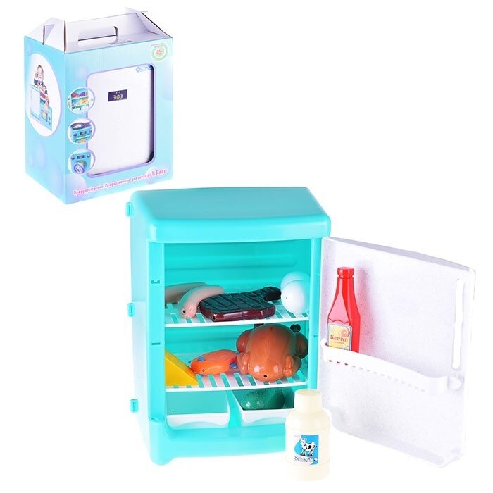 Холодильник игрушечный Стром с продуктами, пластиковый, детский (У997)