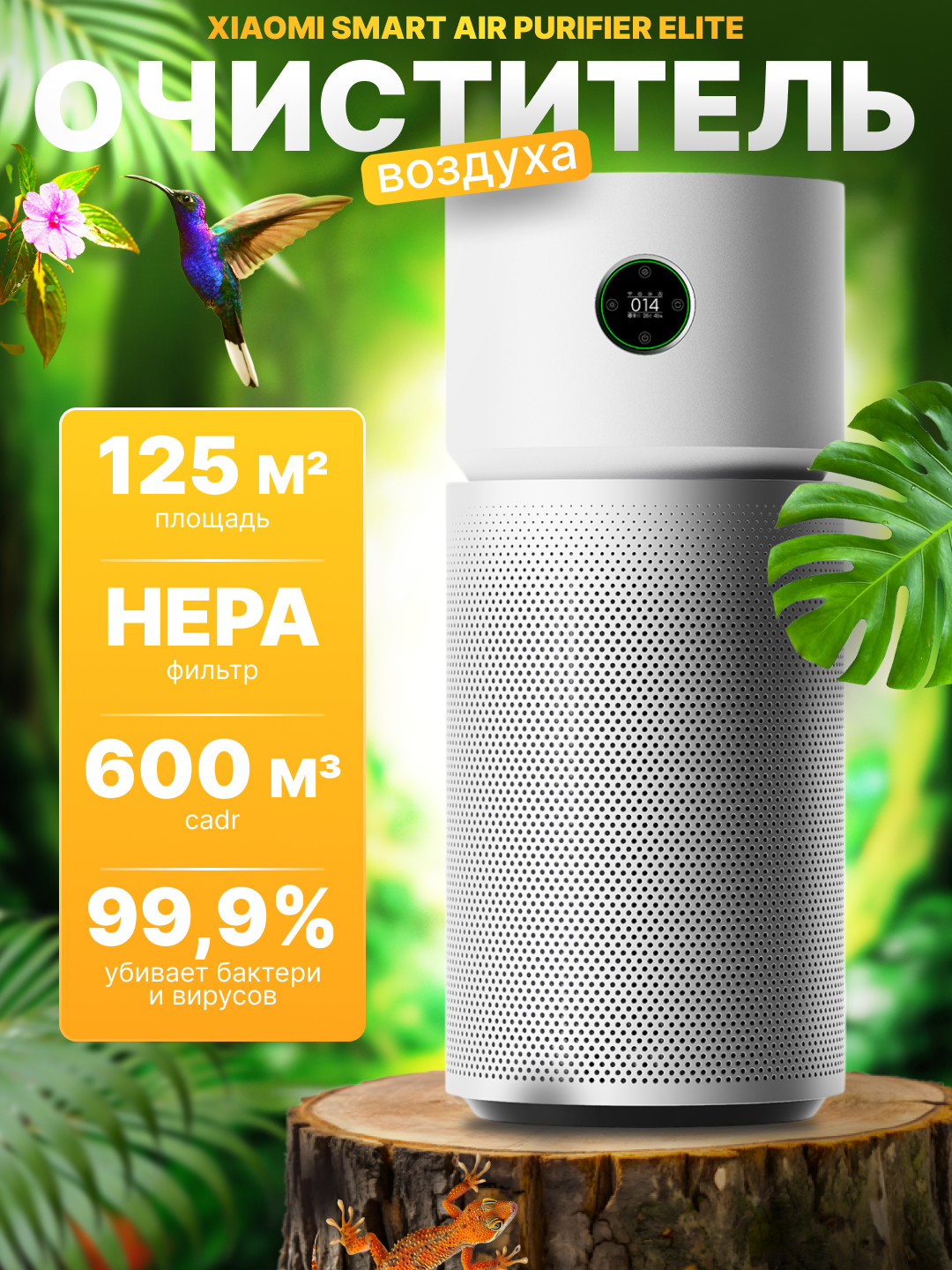 Умный очиститель воздуха Xiaomi Smart Air Purifier Elite, BHR6359EU, 125 кв. м, HEPA фильтр, Global