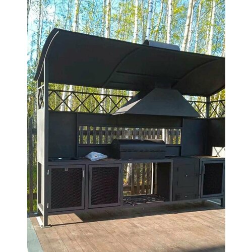 Мангал MAKSIMUS с большой печью и вытяжкой