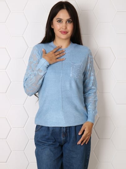 Свитер , размер OneSize, голубой — фото 1