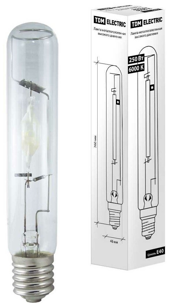 Лампа металлогалогенная ДРИ 250 6000 К Е40 TDM