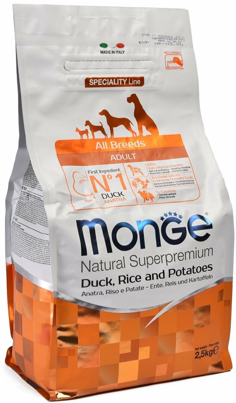 Сухой корм Monge Speciality для взрослых собак всех пород, утка/рис/картофель, 12кг - фото №17
